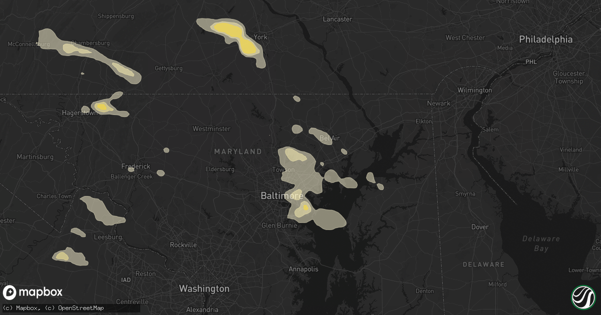 Hail map in Glen Arm, MD on August 10, 2026