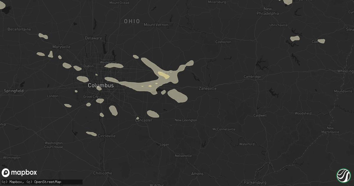 Hail map in Glenford, OH on August 10, 2026