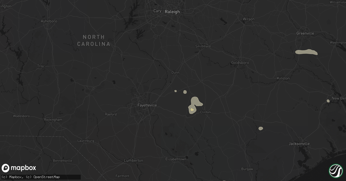 Hail map in Godwin, NC on August 10, 2026