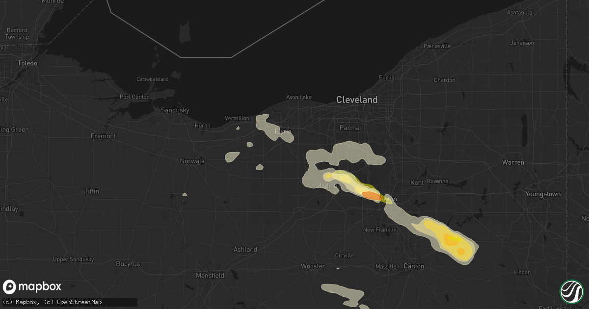 Hail map in Grafton, OH on August 10, 2026