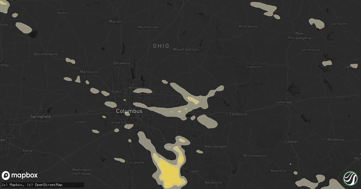 Hail map in Granville, OH on August 10, 2026
