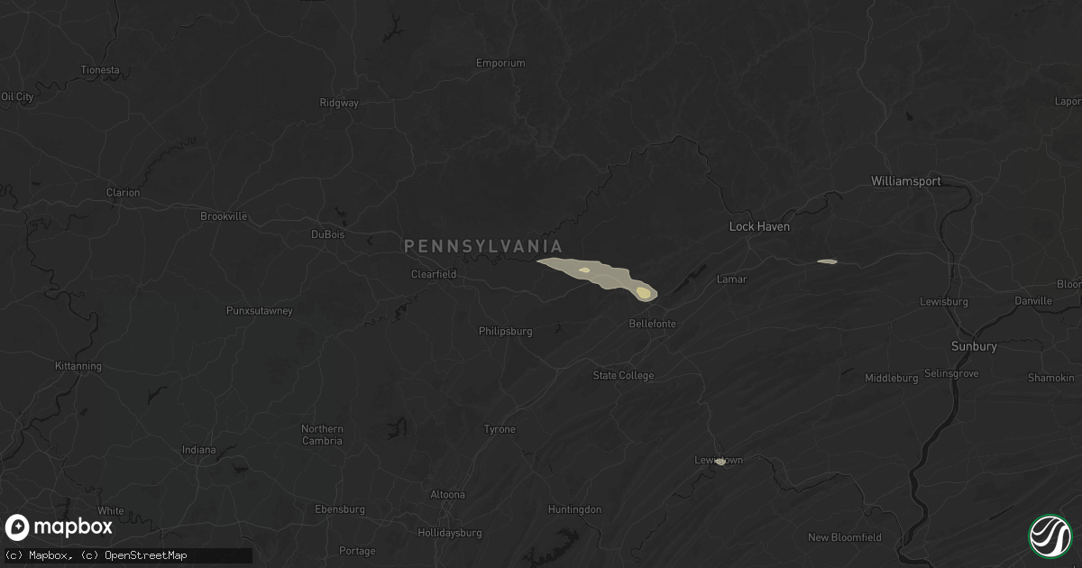 Hail map in Grassflat, PA on August 10, 2026