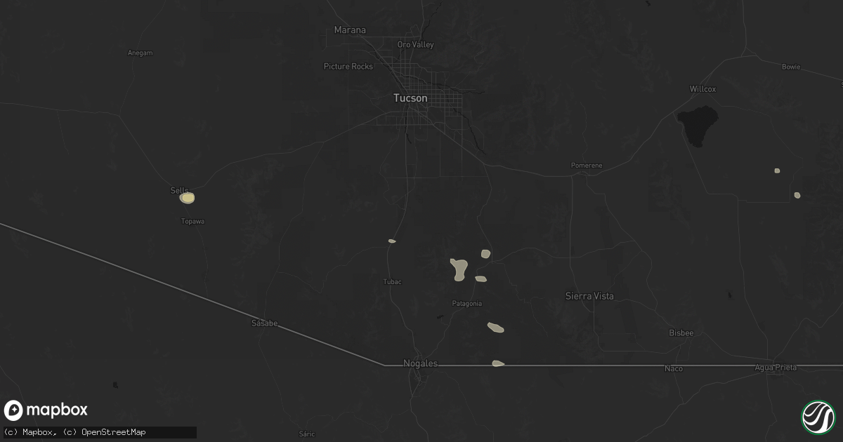 Hail map in Green Valley, AZ on August 10, 2026
