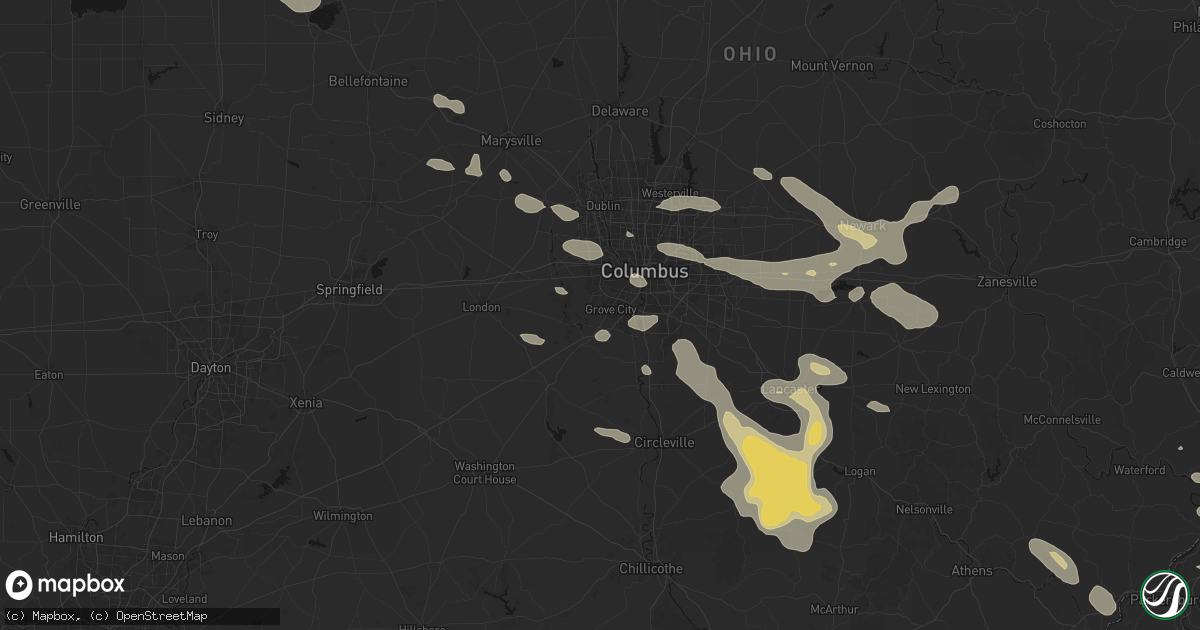 Hail map in Grove City, OH on August 10, 2026