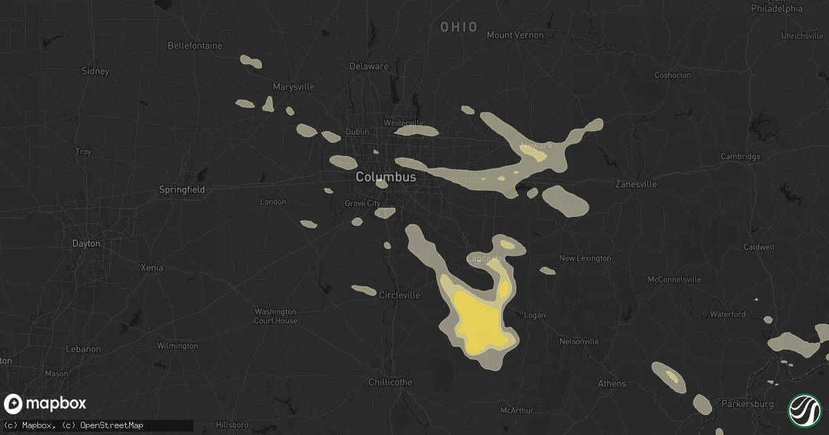 Hail map in Groveport, OH on August 10, 2026