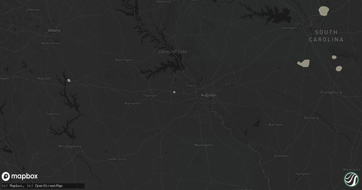 Hail map in Grovetown, GA on August 10, 2026