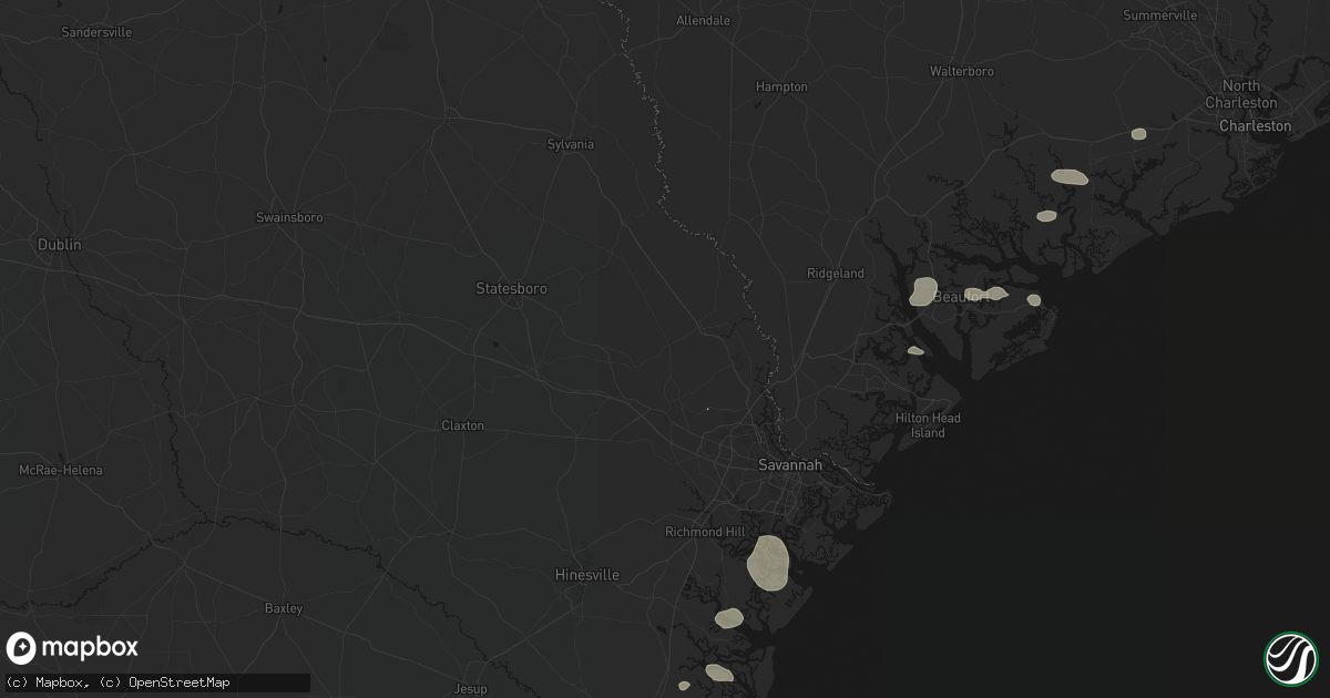 Hail map in Guyton, GA on August 10, 2026