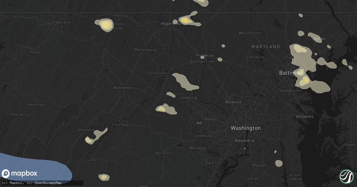 Hail map in Hamilton, VA on August 10, 2026
