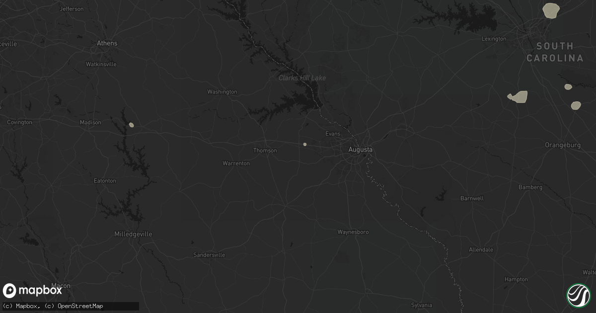 Hail map in Harlem, GA on August 10, 2026