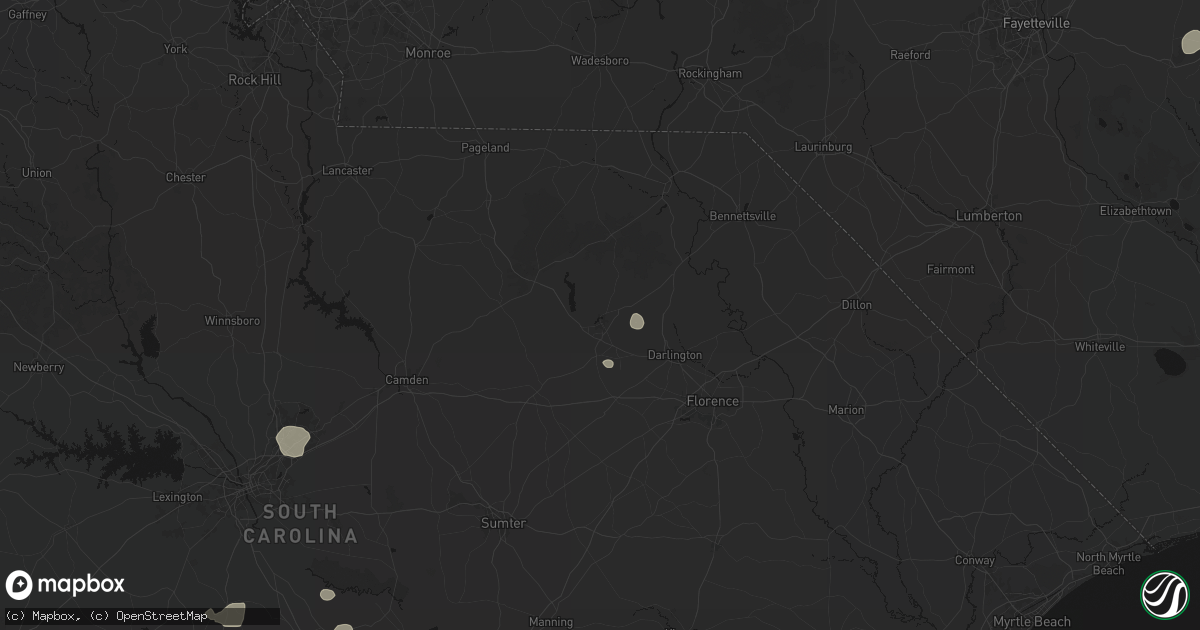 Hail map in Hartsville, SC on August 10, 2026