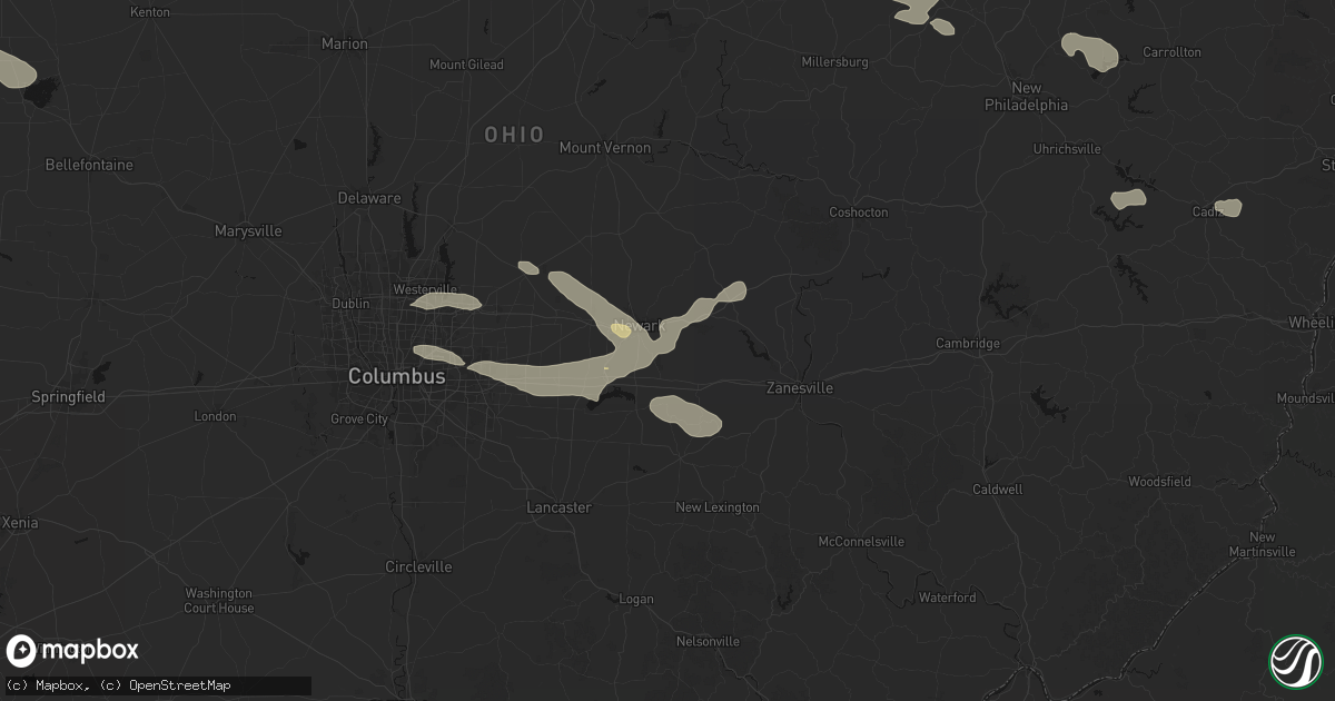 Hail map in Heath, OH on August 10, 2026