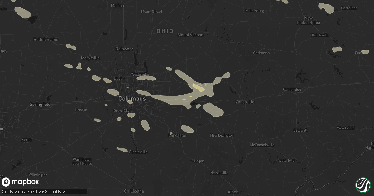 Hail map in Hebron, OH on August 10, 2026
