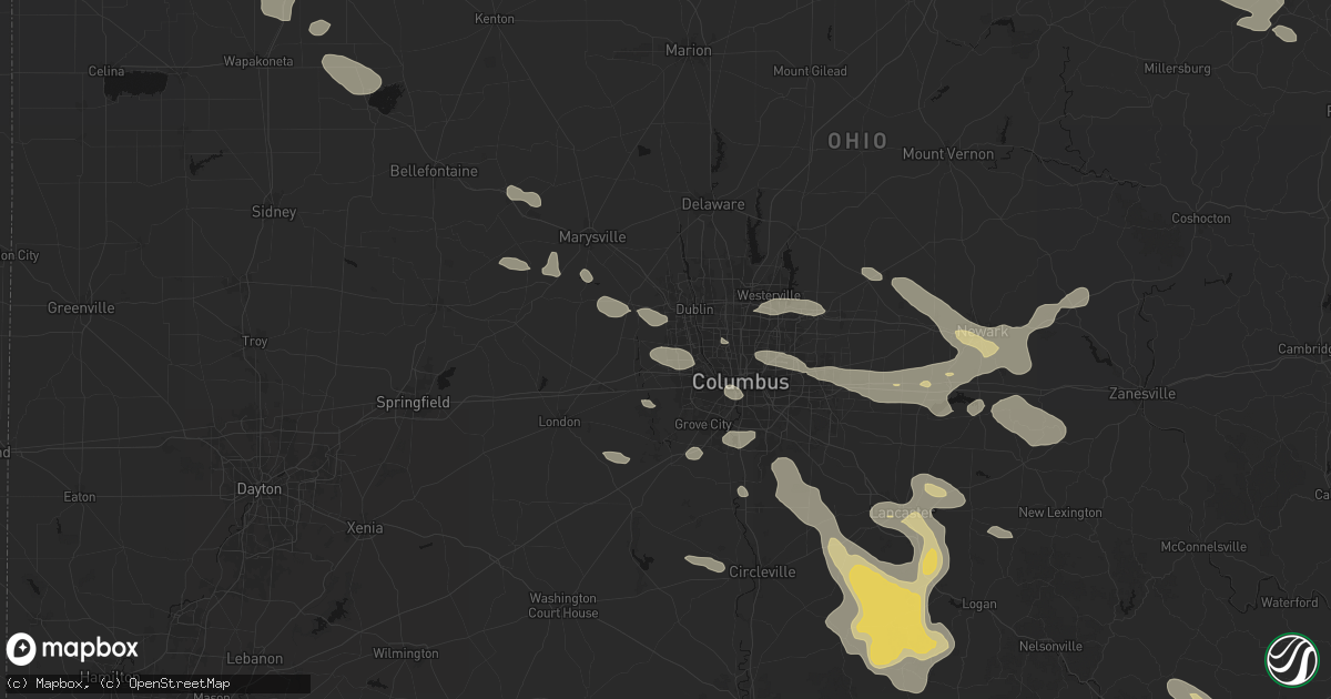 Hail map in Hilliard, OH on August 10, 2026