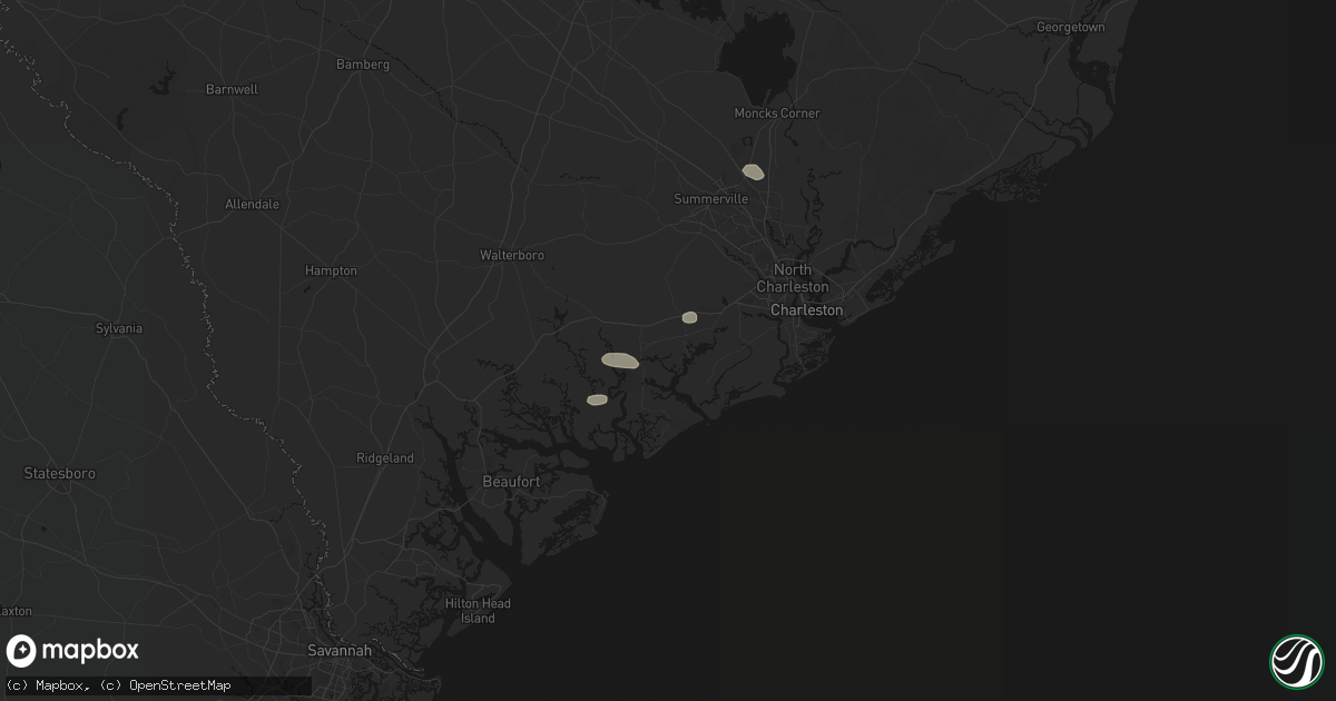 Hail map in Hollywood, SC on August 10, 2026