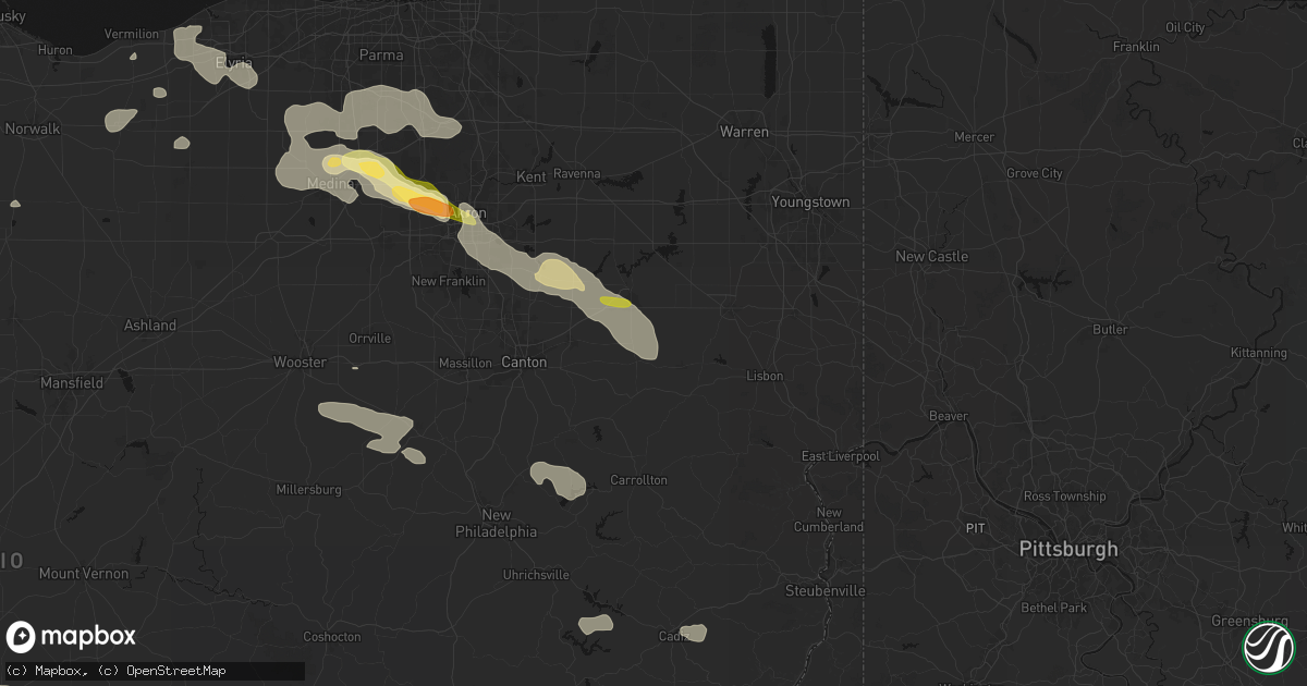 Hail map in Homeworth, OH on August 10, 2026