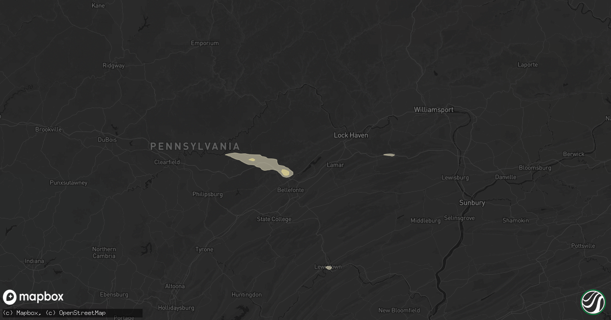 Hail map in Howard, PA on August 10, 2026