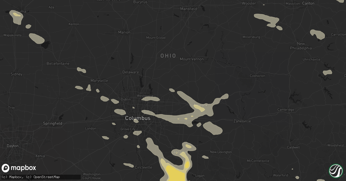Hail map in Johnstown, OH on August 10, 2026