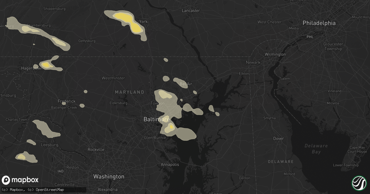 Hail map in Joppa, MD on August 10, 2026