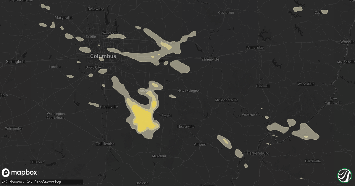 Hail map in Junction City, OH on August 10, 2026