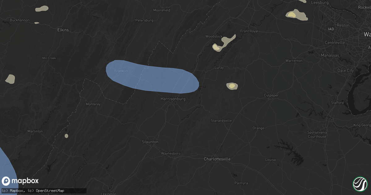 Hail map in Keezletown, VA on August 10, 2026