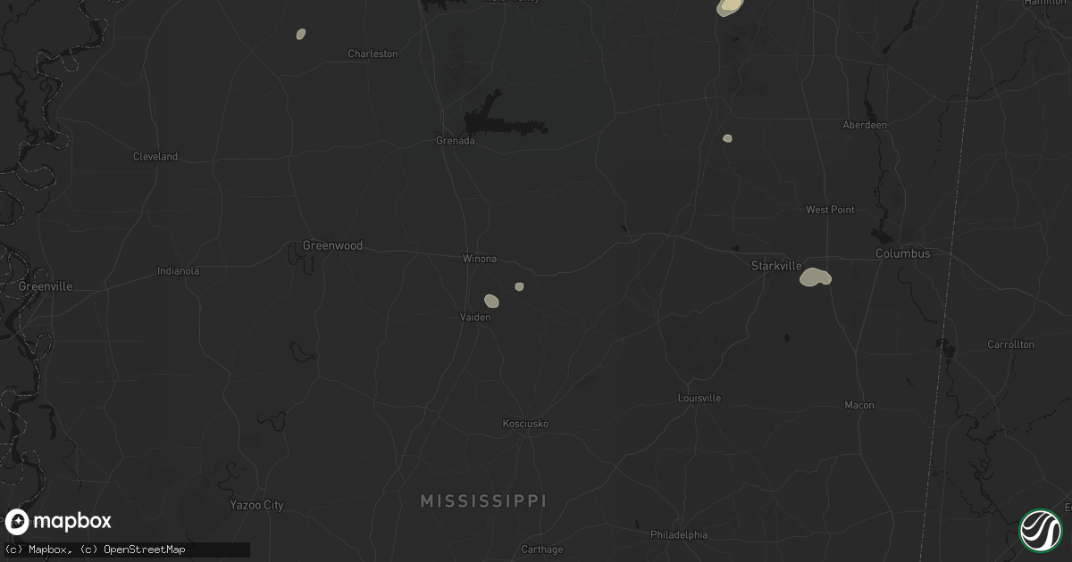 Hail map in Kilmichael, MS on August 10, 2026