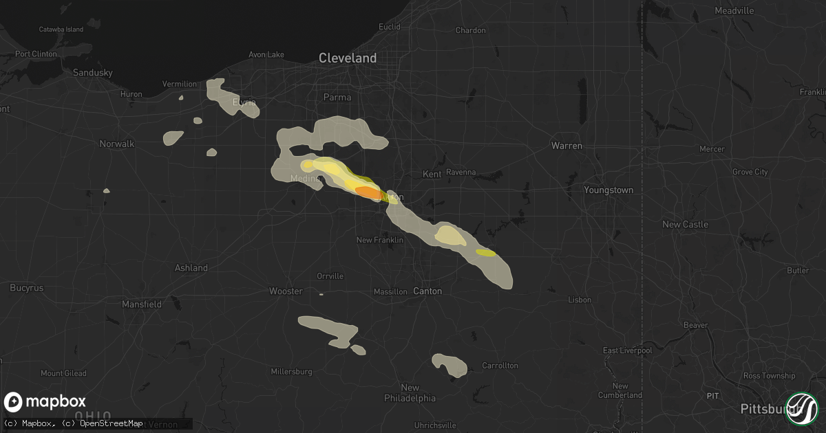 Hail map in Lakemore, OH on August 10, 2026