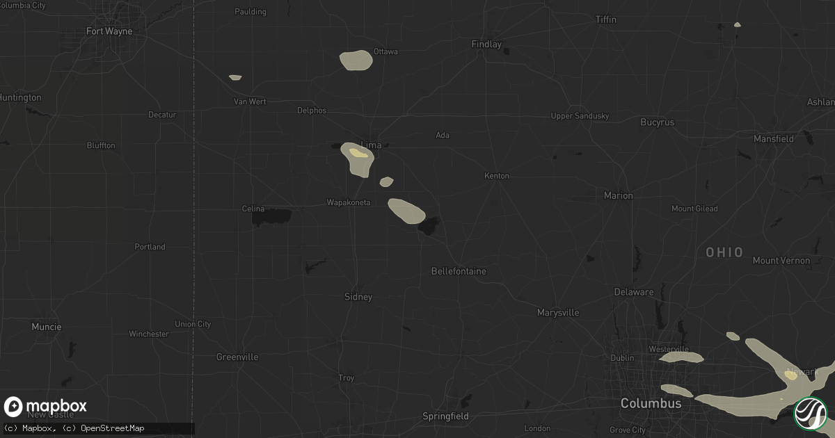 Hail map in Lakeview, OH on August 10, 2026