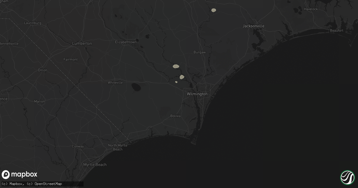 Hail map in Leland, NC on August 10, 2026