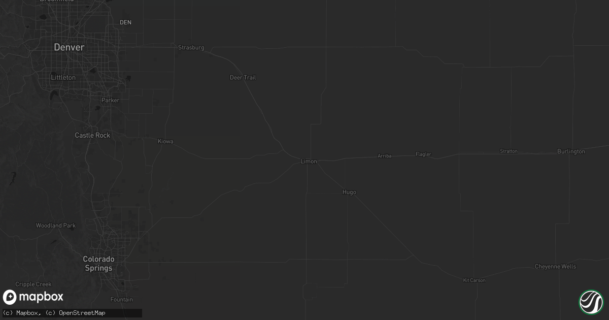 Hail map in Limon, CO on August 10, 2026