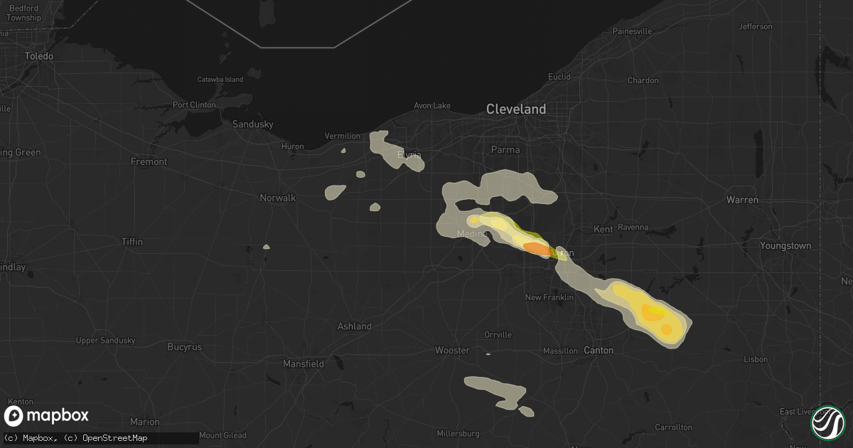 Hail map in Litchfield, OH on August 10, 2026