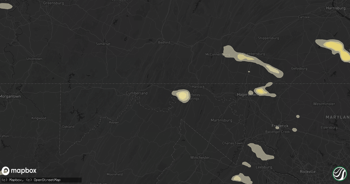 Hail map in Little Orleans, MD on August 10, 2026