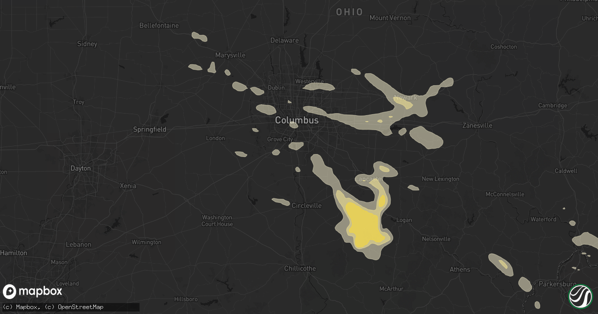 Hail map in Lockbourne, OH on August 10, 2026