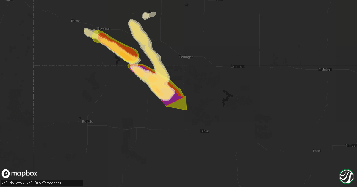 Hail map in Lodgepole, SD on August 10, 2026