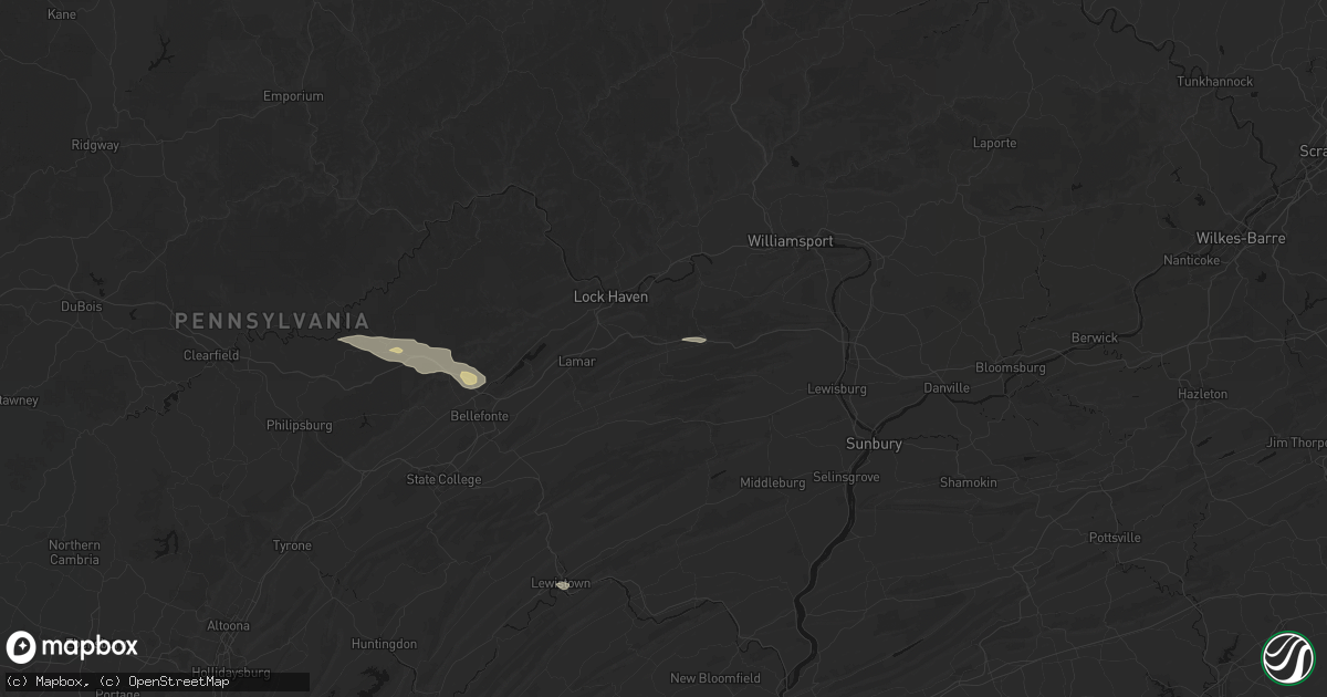 Hail map in Loganton, PA on August 10, 2026