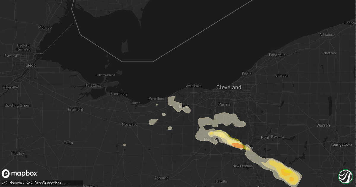 Hail map in Lorain, OH on August 10, 2026