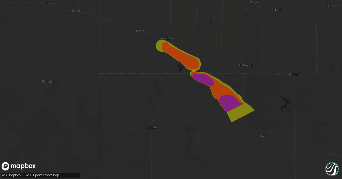 Hail map in Ludlow, SD on August 10, 2026
