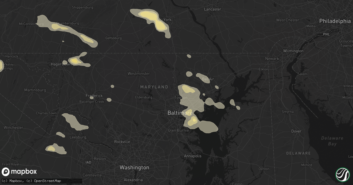 Hail map in Lutherville Timonium, MD on August 10, 2026