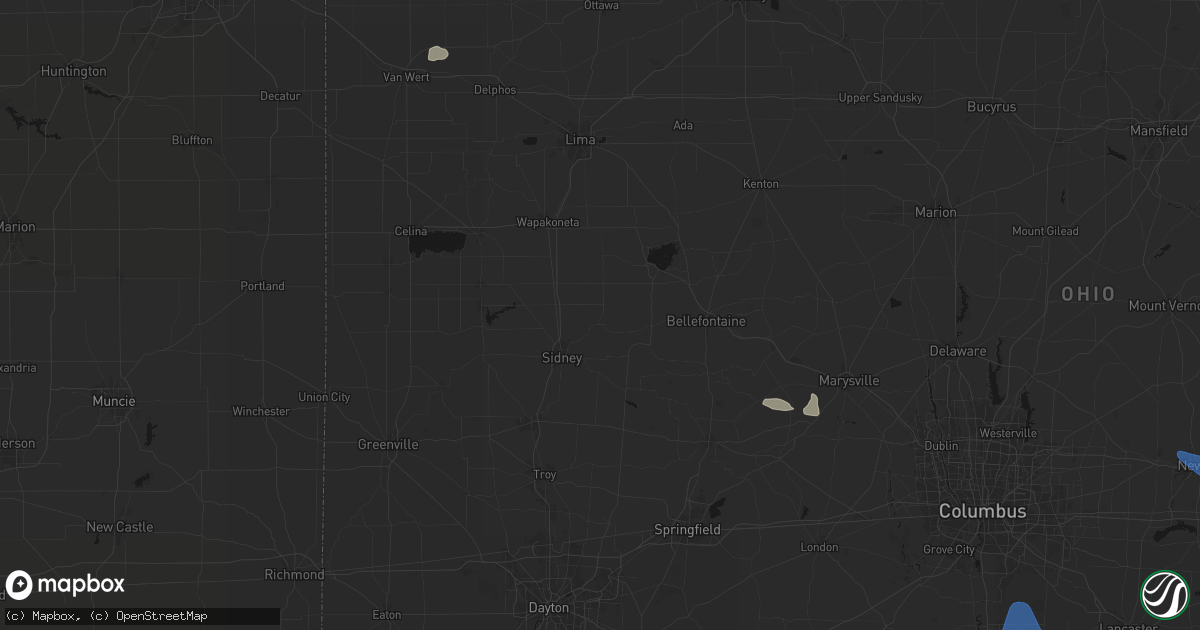 Hail map in Maplewood, OH on August 10, 2026