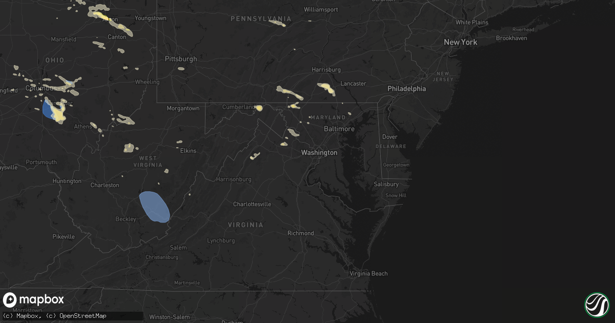 Hail map in Maryland on August 10, 2026