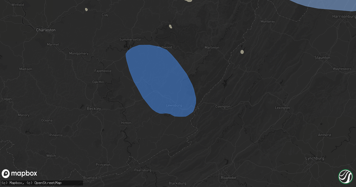 Hail map in Maxwelton, WV on August 10, 2026