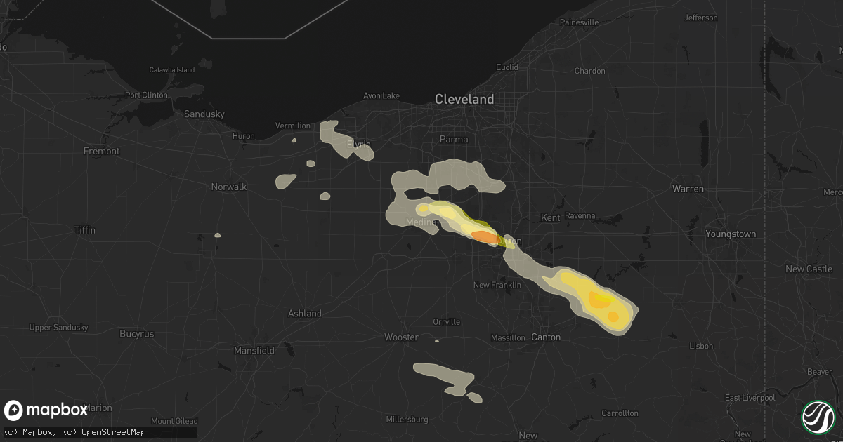 Hail map in Medina, OH on August 10, 2026