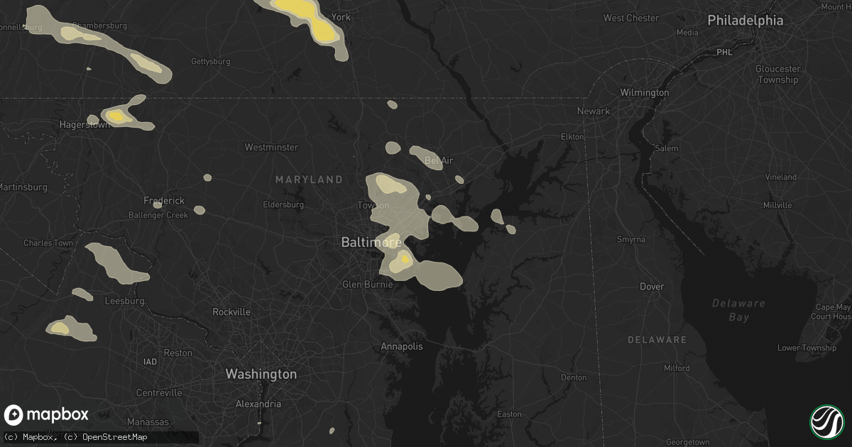 Hail map in Middle River, MD on August 10, 2026