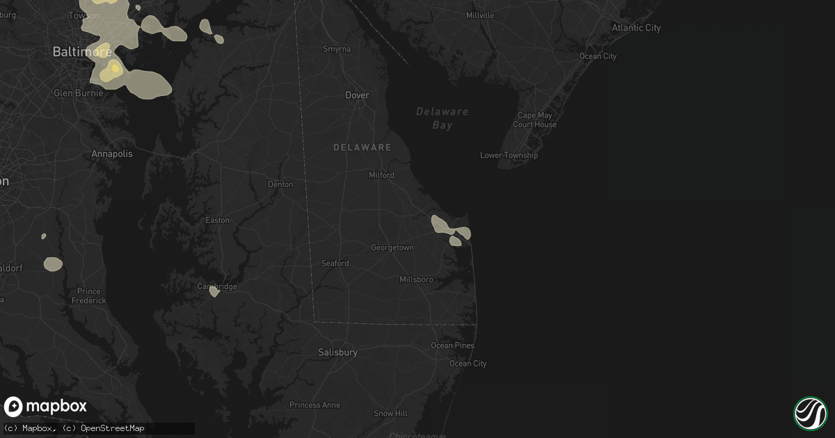 Hail map in Milton, DE on August 10, 2026
