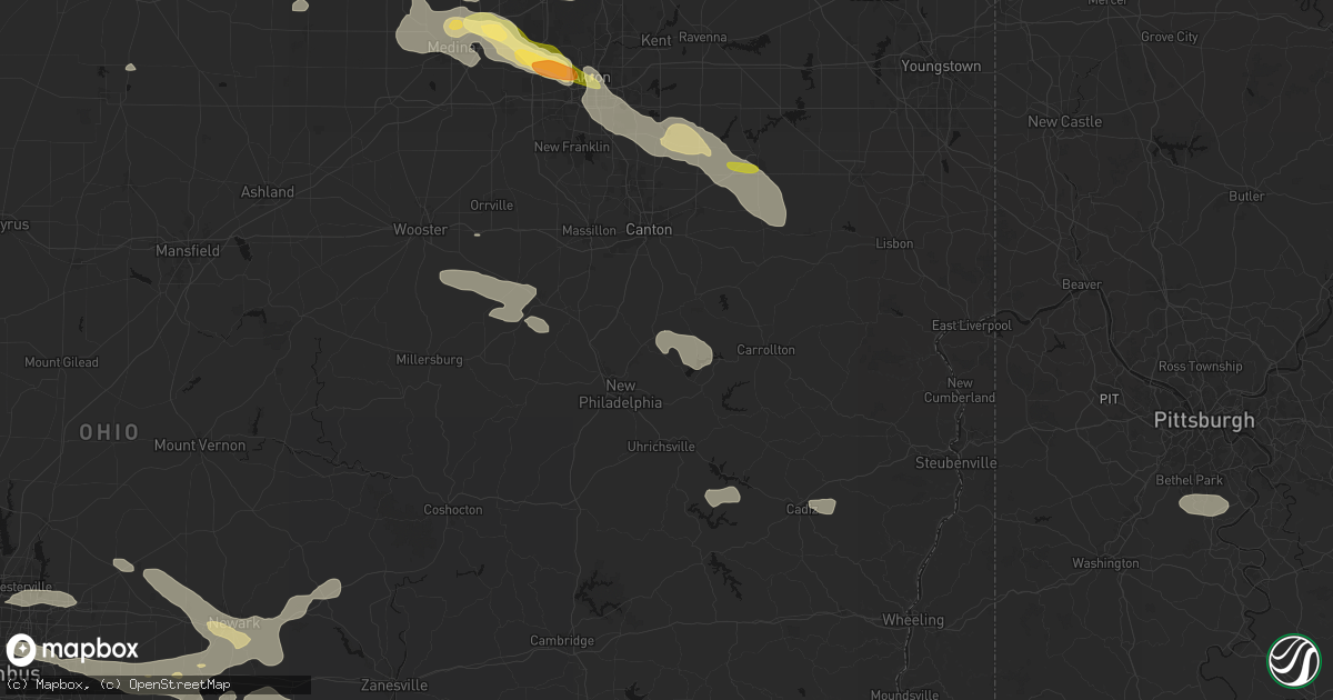 Hail map in Mineral City, OH on August 10, 2026