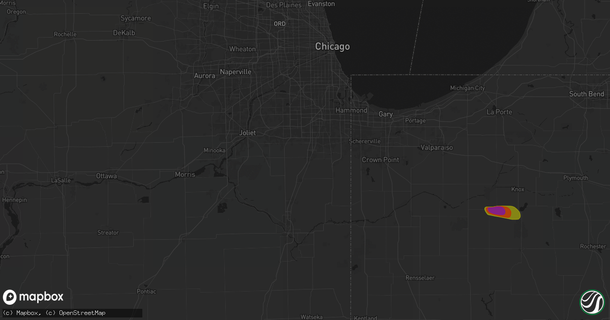 Hail map in Monee, IL on August 10, 2026