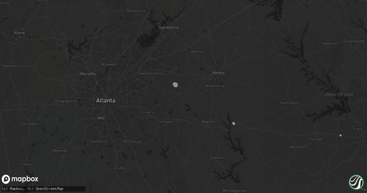 Hail map in Monroe, GA on August 10, 2026