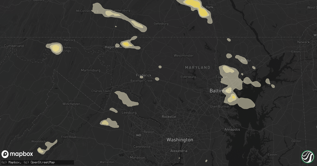 Hail map in Monrovia, MD on August 10, 2026