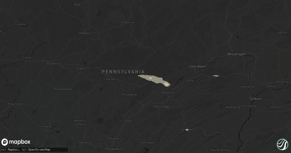 Hail map in Moshannon, PA on August 10, 2026