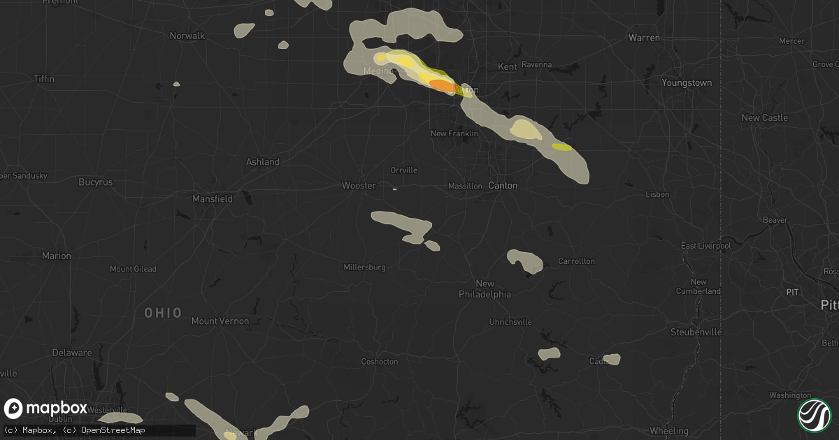 Hail map in Mount Eaton, OH on August 10, 2026