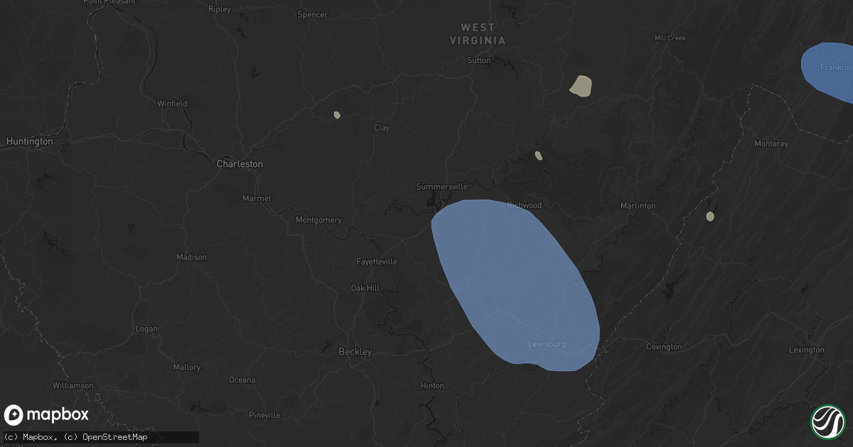 Hail map in Mount Lookout, WV on August 10, 2026